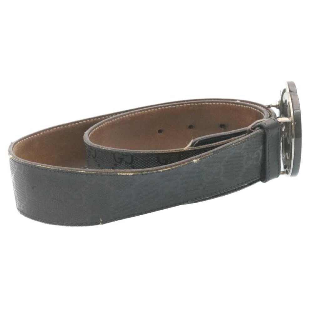 GUCCI GG Canvas Interlocking Belt PVC Leather Black Auth - Picture 5 of 10